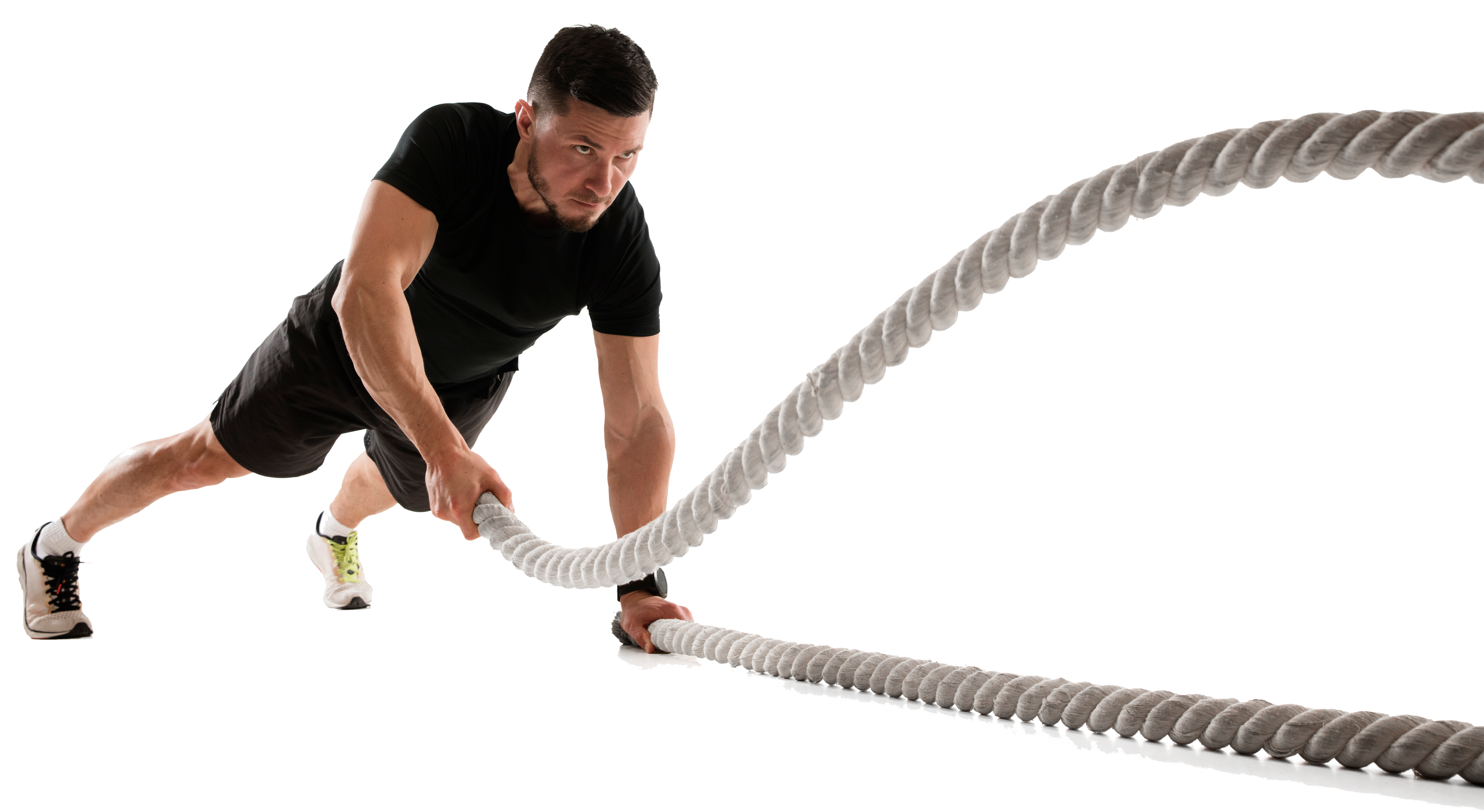 Hombre realizando ejercicios de fuerza y cardio